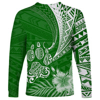 Personalised Polynesian Pacific Bulldog Long Sleeve Shirt With Emerald Hawaii Tribal Tattoo Patterns - Wonder Print Shop