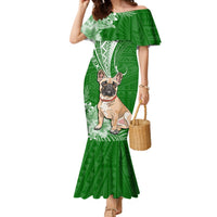 Personalised Polynesian Pacific Bulldog Mermaid Dress With Emerald Hawaii Tribal Tattoo Patterns - Wonder Print Shop