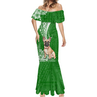 Personalised Polynesian Pacific Bulldog Mermaid Dress With Emerald Hawaii Tribal Tattoo Patterns - Wonder Print Shop