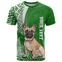 Personalised Polynesian Pacific Bulldog T Shirt With Emerald Hawaii Tribal Tattoo Patterns - Wonder Print Shop