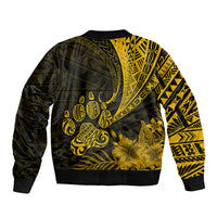 Personalised Polynesian Pacific Bulldog Bomber Jacket With Gold Hawaii Tribal Tattoo Patterns LT7 - Wonder Print Shop
