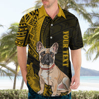 Personalised Polynesian Pacific Bulldog Hawaiian Shirt With Gold Hawaii Tribal Tattoo Patterns - Wonder Print Shop