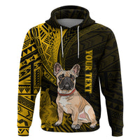 Personalised Polynesian Pacific Bulldog Hoodie With Gold Hawaii Tribal Tattoo Patterns - Wonder Print Shop