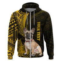 Personalised Polynesian Pacific Bulldog Hoodie With Gold Hawaii Tribal Tattoo Patterns - Wonder Print Shop
