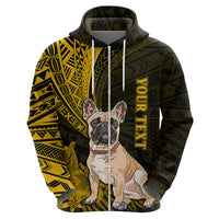 Personalised Polynesian Pacific Bulldog Hoodie With Gold Hawaii Tribal Tattoo Patterns - Wonder Print Shop