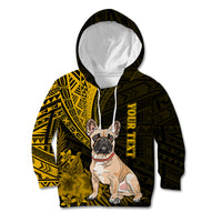 Personalised Polynesian Pacific Bulldog Kid Hoodie With Gold Hawaii Tribal Tattoo Patterns - Wonder Print Shop