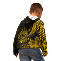 Personalised Polynesian Pacific Bulldog Kid Hoodie With Gold Hawaii Tribal Tattoo Patterns - Wonder Print Shop