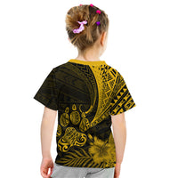 Personalised Polynesian Pacific Bulldog Kid T Shirt With Gold Hawaii Tribal Tattoo Patterns - Wonder Print Shop