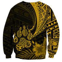 Personalised Polynesian Pacific Bulldog Sweatshirt With Gold Hawaii Tribal Tattoo Patterns - Wonder Print Shop