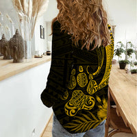 Personalised Polynesian Pacific Bulldog Women Casual Shirt With Gold Hawaii Tribal Tattoo Patterns - Wonder Print Shop