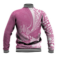 Personalised Polynesian Pacific Bulldog Baseball Jacket With Pink Hawaii Tribal Tattoo Patterns LT7 - Wonder Print Shop