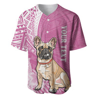 Personalised Polynesian Pacific Bulldog Baseball Jersey With Pink Hawaii Tribal Tattoo Patterns LT7 - Wonder Print Shop
