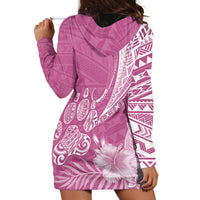 Personalised Polynesian Pacific Bulldog Hoodie Dress With Pink Hawaii Tribal Tattoo Patterns - Wonder Print Shop