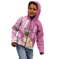 Personalised Polynesian Pacific Bulldog Kid Hoodie With Pink Hawaii Tribal Tattoo Patterns - Wonder Print Shop
