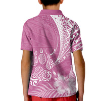 Personalised Polynesian Pacific Bulldog Kid Polo Shirt With Pink Hawaii Tribal Tattoo Patterns - Wonder Print Shop