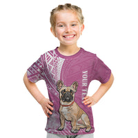 Personalised Polynesian Pacific Bulldog Kid T Shirt With Pink Hawaii Tribal Tattoo Patterns - Wonder Print Shop
