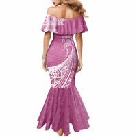 Personalised Polynesian Pacific Bulldog Mermaid Dress With Pink Hawaii Tribal Tattoo Patterns - Wonder Print Shop