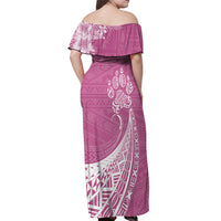 Personalised Polynesian Pacific Bulldog Off Shoulder Maxi Dress With Pink Hawaii Tribal Tattoo Patterns - Wonder Print Shop