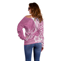 Personalised Polynesian Pacific Bulldog Off Shoulder Sweater With Pink Hawaii Tribal Tattoo Patterns - Wonder Print Shop
