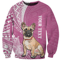 Personalised Polynesian Pacific Bulldog Sweatshirt With Pink Hawaii Tribal Tattoo Patterns - Wonder Print Shop