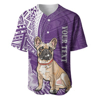 Personalised Polynesian Pacific Bulldog Baseball Jersey With Violet Hawaii Tribal Tattoo Patterns LT7 - Wonder Print Shop