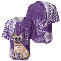 Personalised Polynesian Pacific Bulldog Baseball Jersey With Violet Hawaii Tribal Tattoo Patterns LT7 - Wonder Print Shop