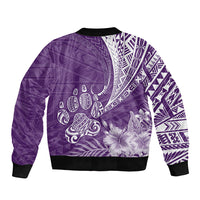 Personalised Polynesian Pacific Bulldog Bomber Jacket With Violet Hawaii Tribal Tattoo Patterns LT7 - Wonder Print Shop