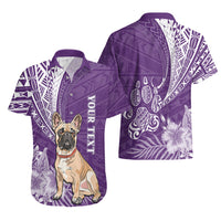 Personalised Polynesian Pacific Bulldog Hawaiian Shirt With Violet Hawaii Tribal Tattoo Patterns - Wonder Print Shop