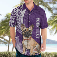 Personalised Polynesian Pacific Bulldog Hawaiian Shirt With Violet Hawaii Tribal Tattoo Patterns - Wonder Print Shop