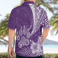 Personalised Polynesian Pacific Bulldog Hawaiian Shirt With Violet Hawaii Tribal Tattoo Patterns - Wonder Print Shop