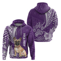 Personalised Polynesian Pacific Bulldog Hoodie With Violet Hawaii Tribal Tattoo Patterns - Wonder Print Shop