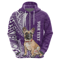 Personalised Polynesian Pacific Bulldog Hoodie With Violet Hawaii Tribal Tattoo Patterns - Wonder Print Shop