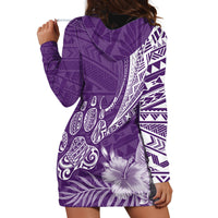 Personalised Polynesian Pacific Bulldog Hoodie Dress With Violet Hawaii Tribal Tattoo Patterns - Wonder Print Shop