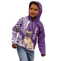 Personalised Polynesian Pacific Bulldog Kid Hoodie With Violet Hawaii Tribal Tattoo Patterns - Wonder Print Shop