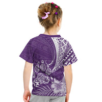 Personalised Polynesian Pacific Bulldog Kid T Shirt With Violet Hawaii Tribal Tattoo Patterns - Wonder Print Shop
