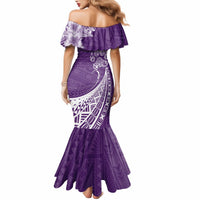 Personalised Polynesian Pacific Bulldog Mermaid Dress With Violet Hawaii Tribal Tattoo Patterns - Wonder Print Shop