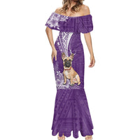 Personalised Polynesian Pacific Bulldog Mermaid Dress With Violet Hawaii Tribal Tattoo Patterns - Wonder Print Shop
