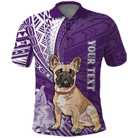 Personalised Polynesian Pacific Bulldog Polo Shirt With Violet Hawaii Tribal Tattoo Patterns - Wonder Print Shop