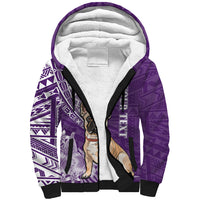 Personalised Polynesian Pacific Bulldog Sherpa Hoodie With Violet Hawaii Tribal Tattoo Patterns - Wonder Print Shop