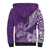 Personalised Polynesian Pacific Bulldog Sherpa Hoodie With Violet Hawaii Tribal Tattoo Patterns - Wonder Print Shop
