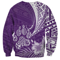 Personalised Polynesian Pacific Bulldog Sweatshirt With Violet Hawaii Tribal Tattoo Patterns - Wonder Print Shop