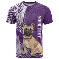 Personalised Polynesian Pacific Bulldog T Shirt With Violet Hawaii Tribal Tattoo Patterns - Wonder Print Shop