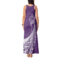 Personalised Polynesian Pacific Bulldog Tank Maxi Dress With Violet Hawaii Tribal Tattoo Patterns - Wonder Print Shop