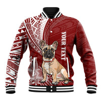 Personalised Polynesian Pacific Bulldog Baseball Jacket With Red Hawaii Tribal Tattoo Patterns LT7 - Wonder Print Shop