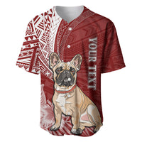 Personalised Polynesian Pacific Bulldog Baseball Jersey With Red Hawaii Tribal Tattoo Patterns LT7 - Wonder Print Shop