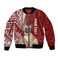 Personalised Polynesian Pacific Bulldog Bomber Jacket With Red Hawaii Tribal Tattoo Patterns LT7 - Wonder Print Shop