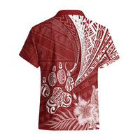Personalised Polynesian Pacific Bulldog Hawaiian Shirt With Red Hawaii Tribal Tattoo Patterns - Wonder Print Shop