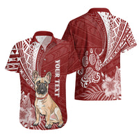 Personalised Polynesian Pacific Bulldog Hawaiian Shirt With Red Hawaii Tribal Tattoo Patterns - Wonder Print Shop