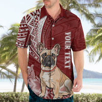 Personalised Polynesian Pacific Bulldog Hawaiian Shirt With Red Hawaii Tribal Tattoo Patterns - Wonder Print Shop