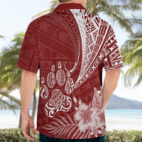 Personalised Polynesian Pacific Bulldog Hawaiian Shirt With Red Hawaii Tribal Tattoo Patterns - Wonder Print Shop